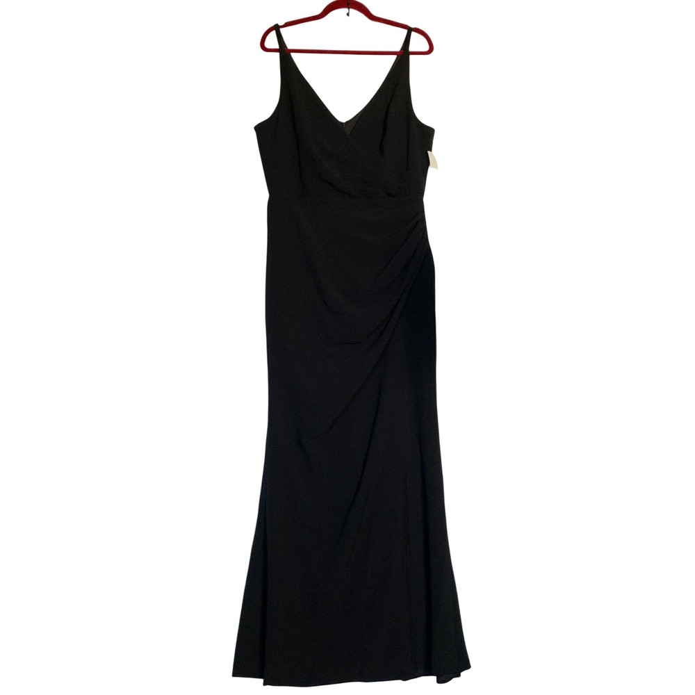 Dress The Population size XL Jordan Black Maxi Gown V-Neck Ruched NWT - Picture 9 of 11